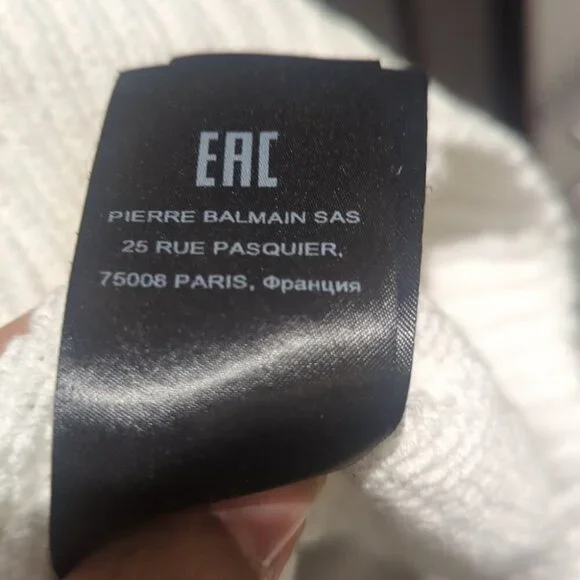 Balmain Men's White Cable Knit Sweater - Size M Like New - Picture 7 of 13